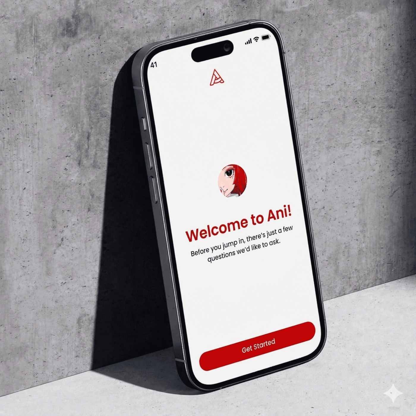 Ani onboarding welcome screen shown on a phone.